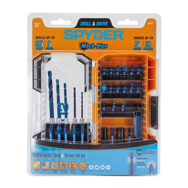 Spyder 19032 Hex, Phillips/Square/TORX/Slotted Drill and Impact Set 30 Piece