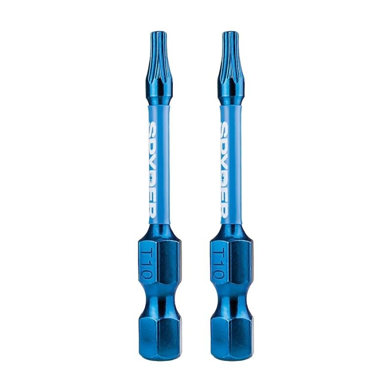 Spyder 19051 Mach-Blue T10 1/4-in x 2-in TORX Impact Driver Bit 2 Piece
