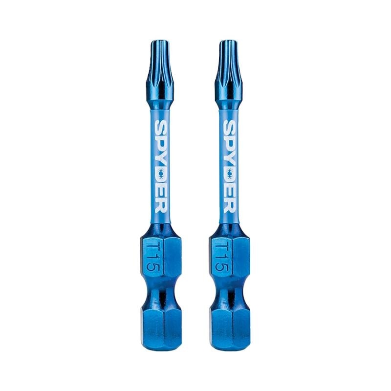 Spyder 19052 Mach-Blue T15 1/4-in x 2-in TORX Impact Driver Bit 2 Piece