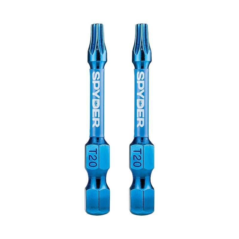 Spyder 19053 Mach-Blue T20 1/4-in x 2-in TORX Impact Driver Bit 2 Piece