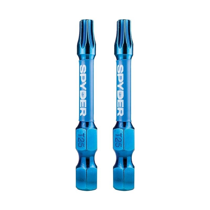 Spyder 19054 Mach-Blue T25 1/4-in x 2-in TORX Impact Driver Bit 2 Piece