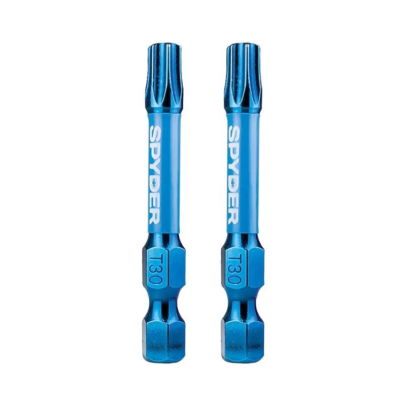 Spyder 19055 Mach-Blue T30 1/4-in x 2-in TORX Impact Driver Bit 2 Piece