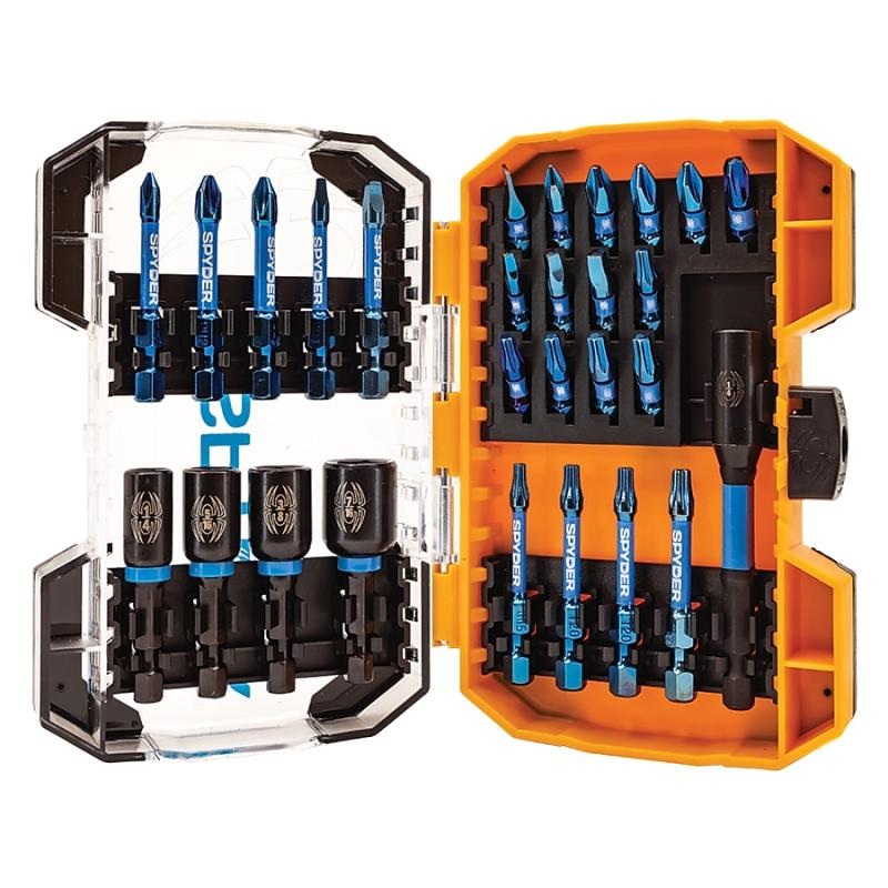 Spyder 19078 Phillips/Square/TORX Mach-Blue Impact Bit Set 28 Piece