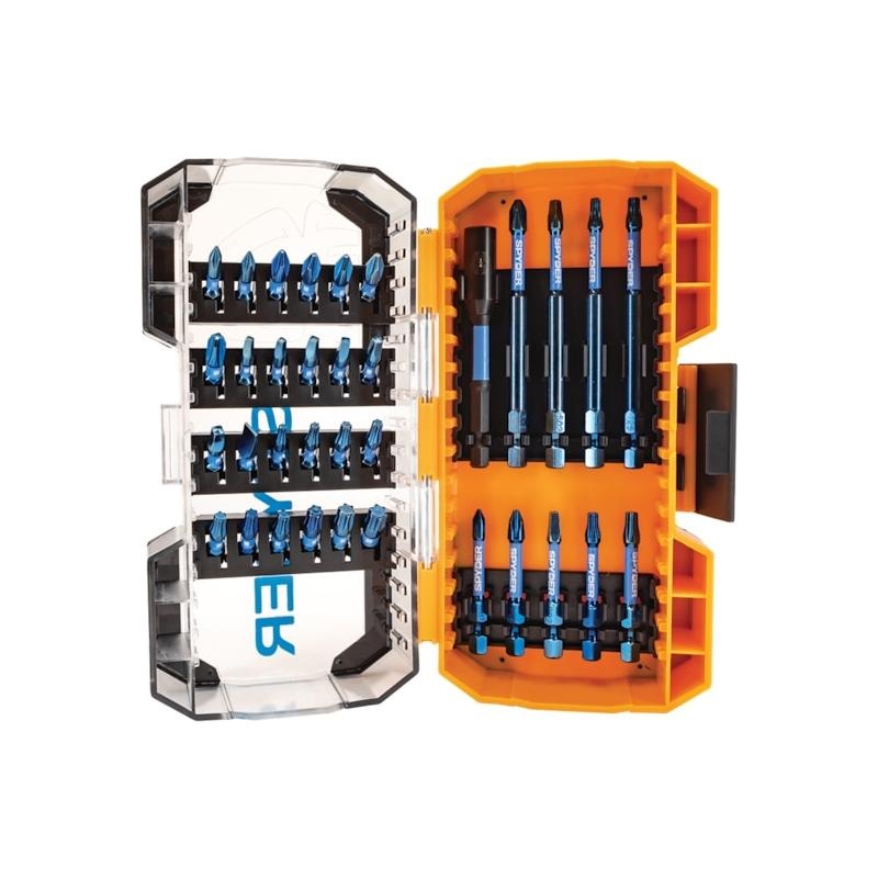 Spyder 19079 Mach-Blue 1/4-in x Phillips/Square/TORX Impact Driver Bit (34-Piece)