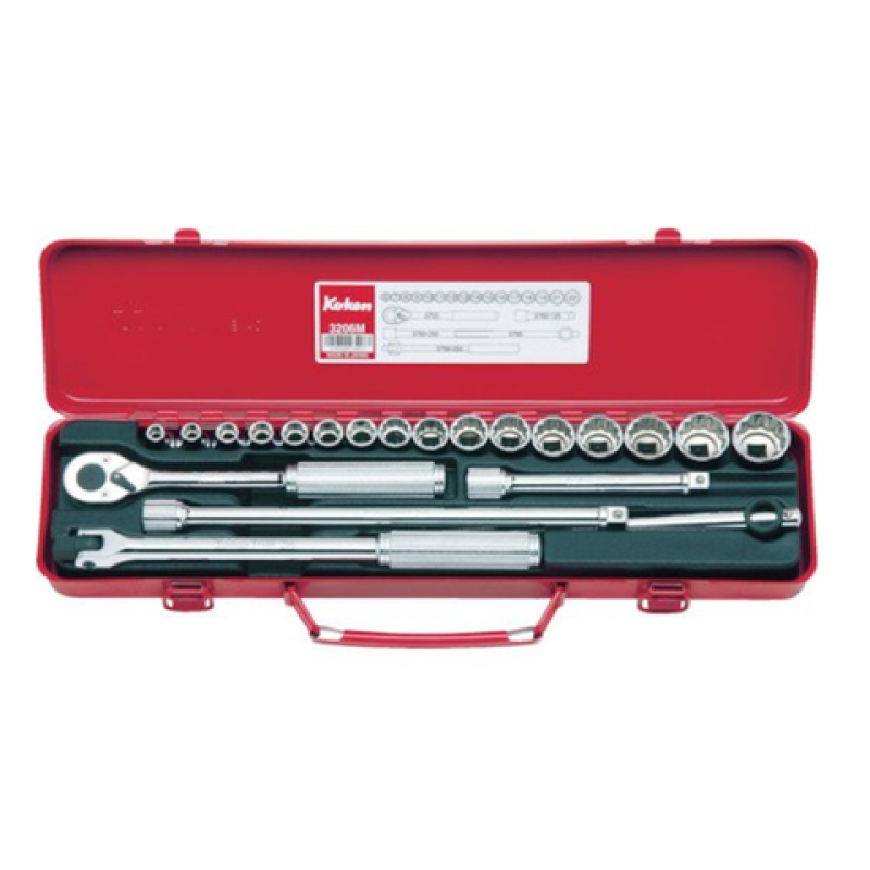 Ko-Ken 3206M 3/8 Sq. Dr. Socket set 6, 12 point 21 pieces