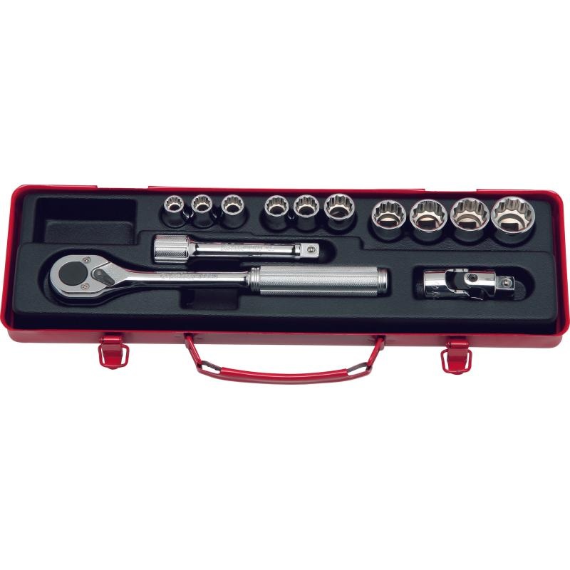 Ko-Ken 4222M 1/2 Inch Sq. Dr. Socket Set 12 Point 13 Pieces
