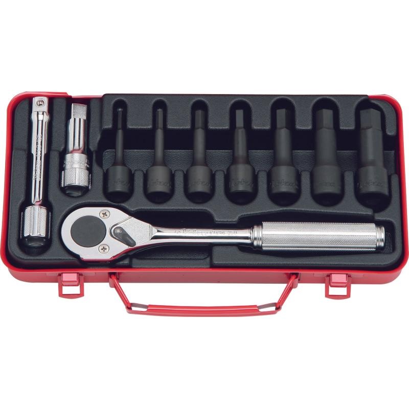 Ko-Ken 4227M Bit Socket Set Hex 10 Pieces 1/2 Sq. Drive