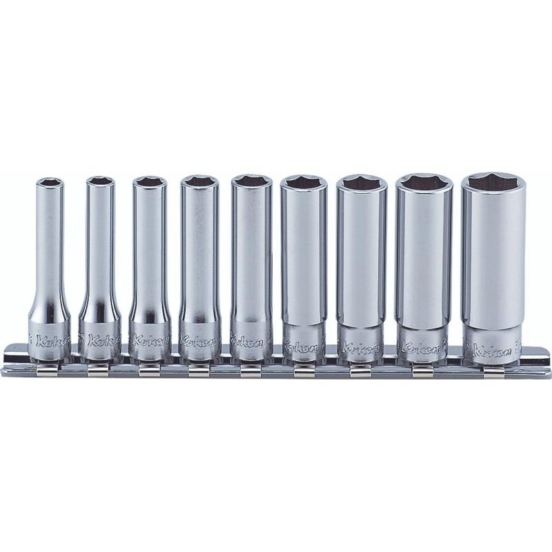 Ko-ken RS2305A/9 Hex 1/4"Sq. Dr. 12 Point Socket Set 3/16-1/2 Inch 9 Pcs