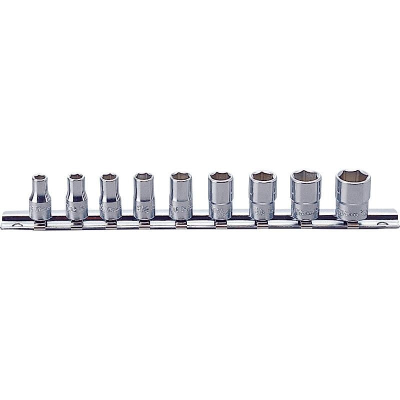 Ko-Ken RS2400A/9 1/4 In Sq. Dr. Socket Set 3/16-1/2 Inch 6 Point 9 Pieces