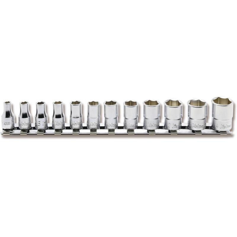 Ko-Ken RS2400M/12 1/4 In Sq. Dr. Socket Set 4-14 mm 6 Point 12 Pieces