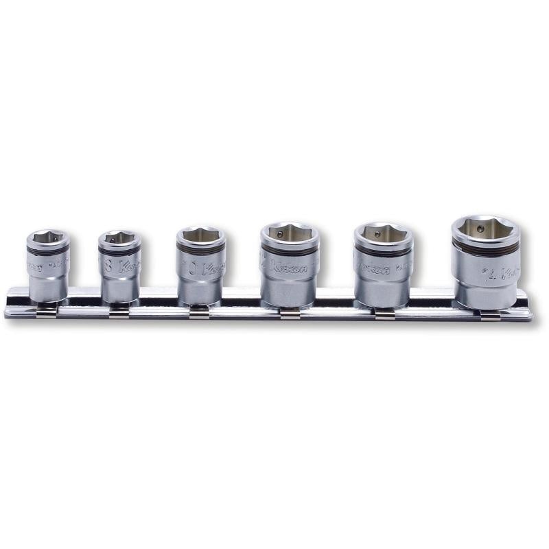 Ko-Ken RS2450MS/6 1/4 Sq. Dr. Socket set 7-14mm Nut Grip 6 pieces