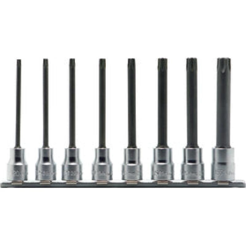 Ko-Ken RS3025/8-L100RH 3/8 In Sq. Dr. Bit Socket set TORX T20H-T55H Tamper Resistant Length 100mm Round shank 8 Pieces
