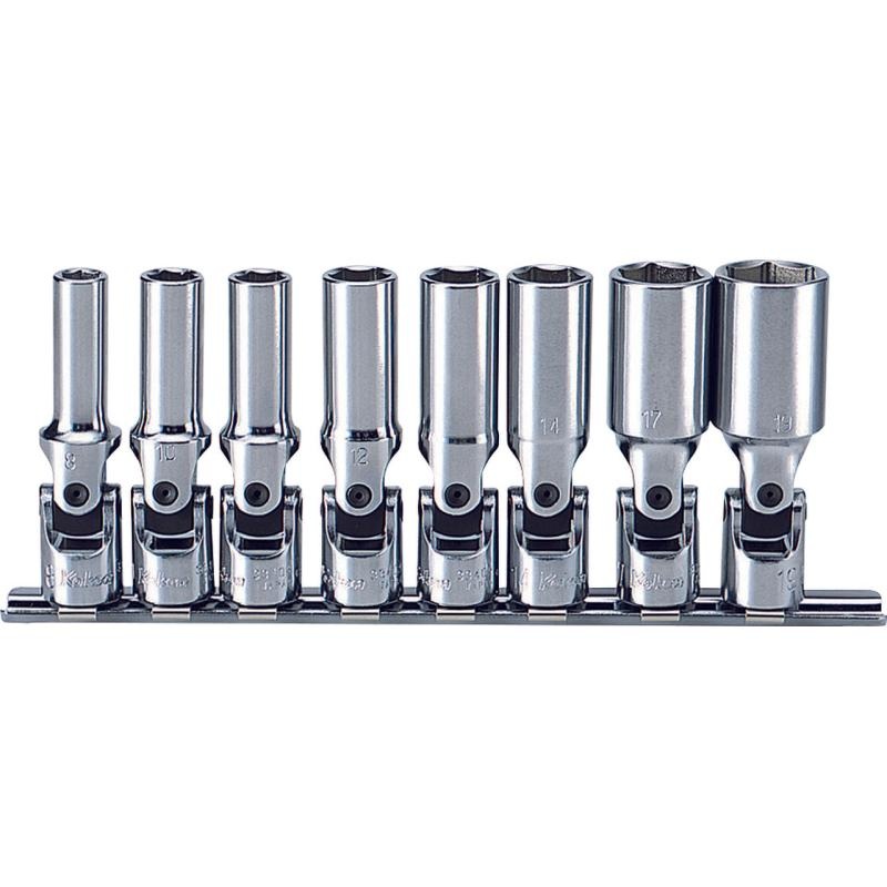 Ko-Ken RS3340M/8-L75 3/8 Sq. Dr. Universal Socket set 8mm-19mm 6 point Length 75mm 8 pieces