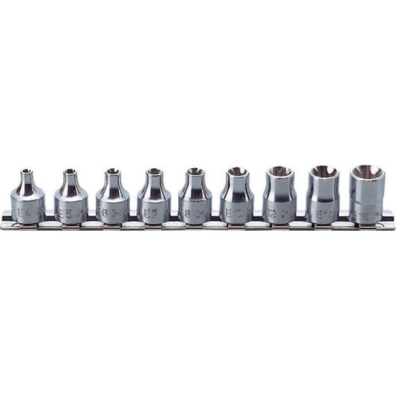 Ko-Ken RS3425/9 3/8 Inch Sq. Dr. Socket set TORX E4-E16 9 Pieces