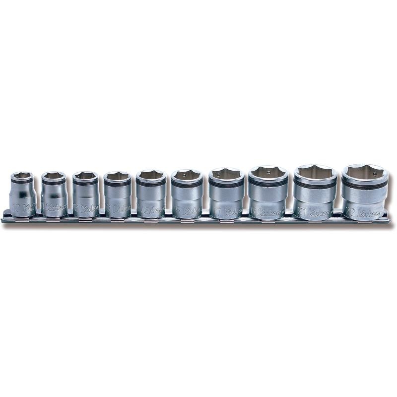 Ko-Ken RS3450M/10 3/8 Inch Sq. Dr. Socket set 8mm-22mm Nut Grip 10 Pieces