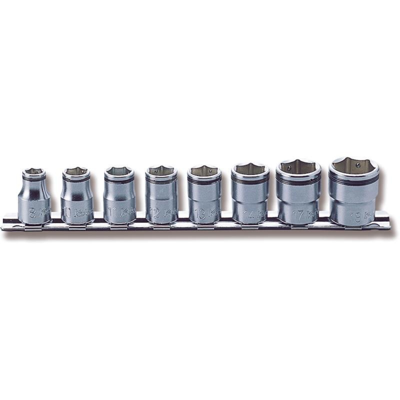Ko-Ken RS3450M/8 Socket set 8mm-19mm Nut Grip 200mm 8 pieces 3/8 Sq. Drive