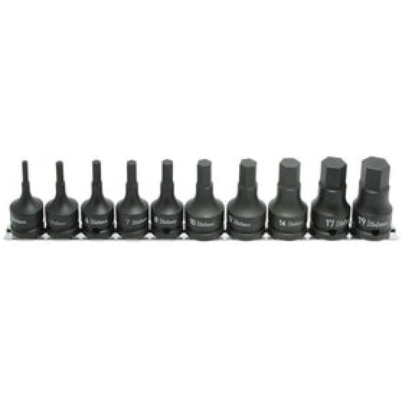 Ko-Ken RS4012M/10-L60 Bit Socket set 4mm-19mm Hex 300mm 10 pieces 1/2 Sq. Drive
