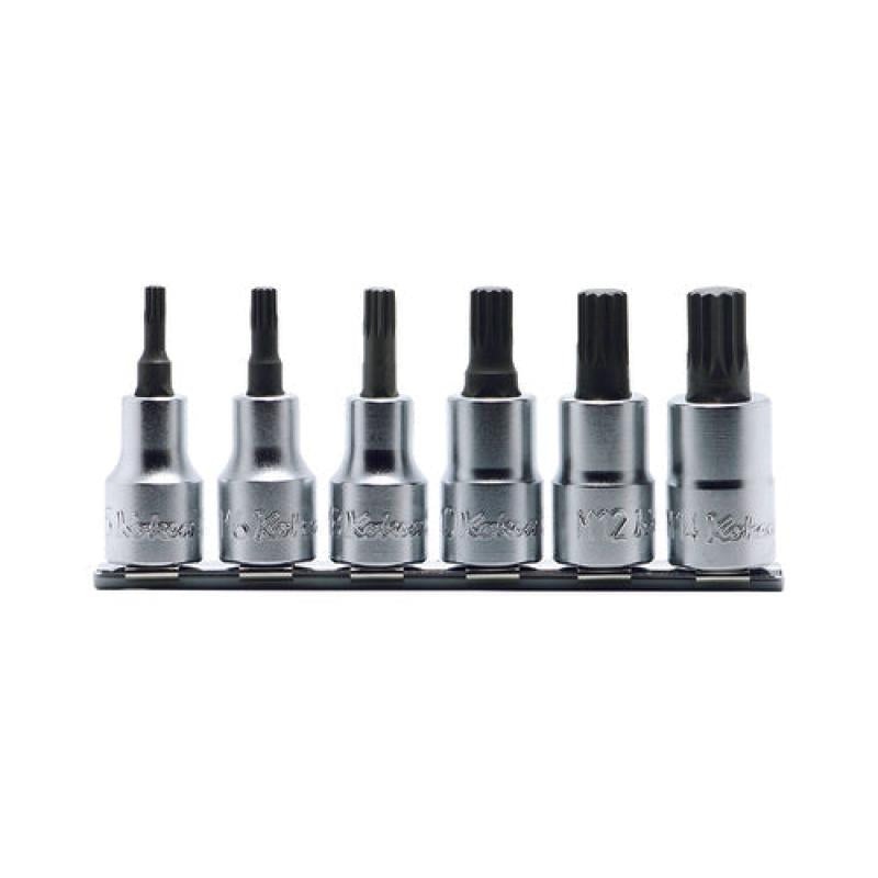 Ko-Ken RS4020/6-L60 Bit Socket set XZN M5-M14 Triple Square 150mm 6 pieces 1/2 Sq. Drive