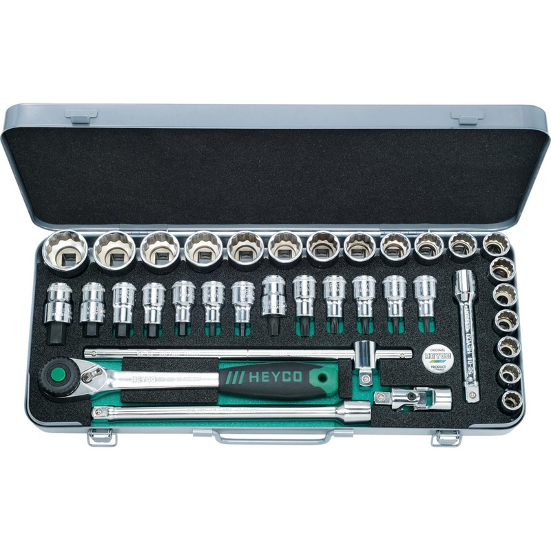 Heyco 00077300083 Combined socket wrench and screwdriver bit set, 36 pieces, 1/2 Inch