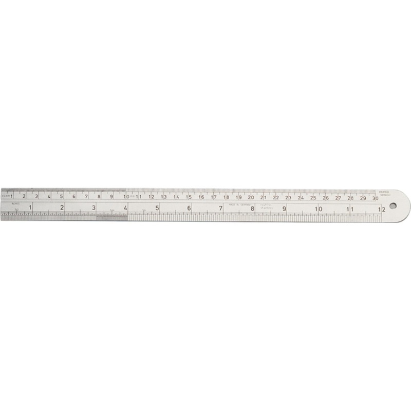 Heyco 01836030000 Precision Steel Rules (Chesterman Type) graduation  top edge 0,5+1,0 mm