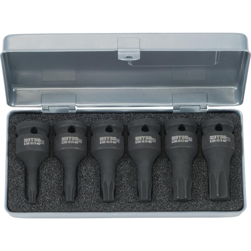 Heyco 06300580036 IMPACT Screwdriver socket set, 6 Pieces Dimensions 170 x 80 x 30 mm