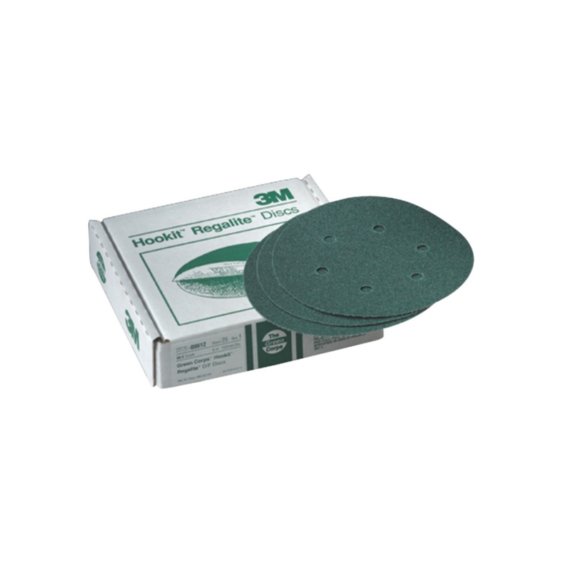 3M Green Corps Hookit Disc Dust Free, 00612, 6 in, 80, 25 discs percarton