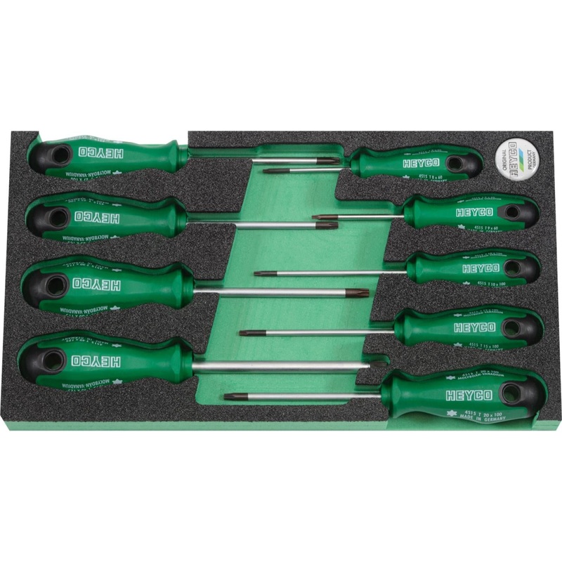 Heyco 00991451580 TORX Screwdriver Set with 2K Handle, 9 Pieces