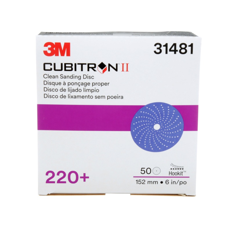 3M Cubitron II Hookit Clean Sanding Abrasive Disc, 31481, 6 in, 220+grade