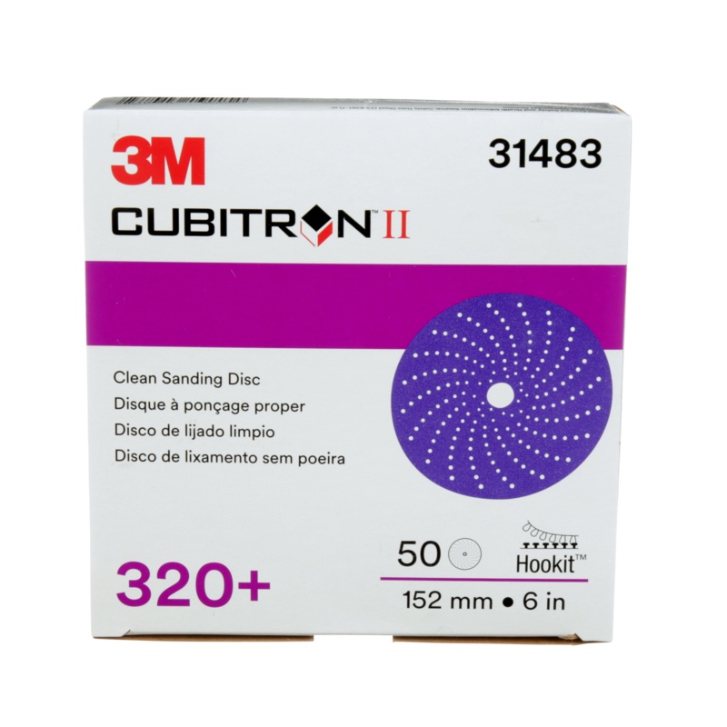 3M Cubitron II Hookit Clean Sanding Abrasive Disc, 31483, 6 in, 320+grade
