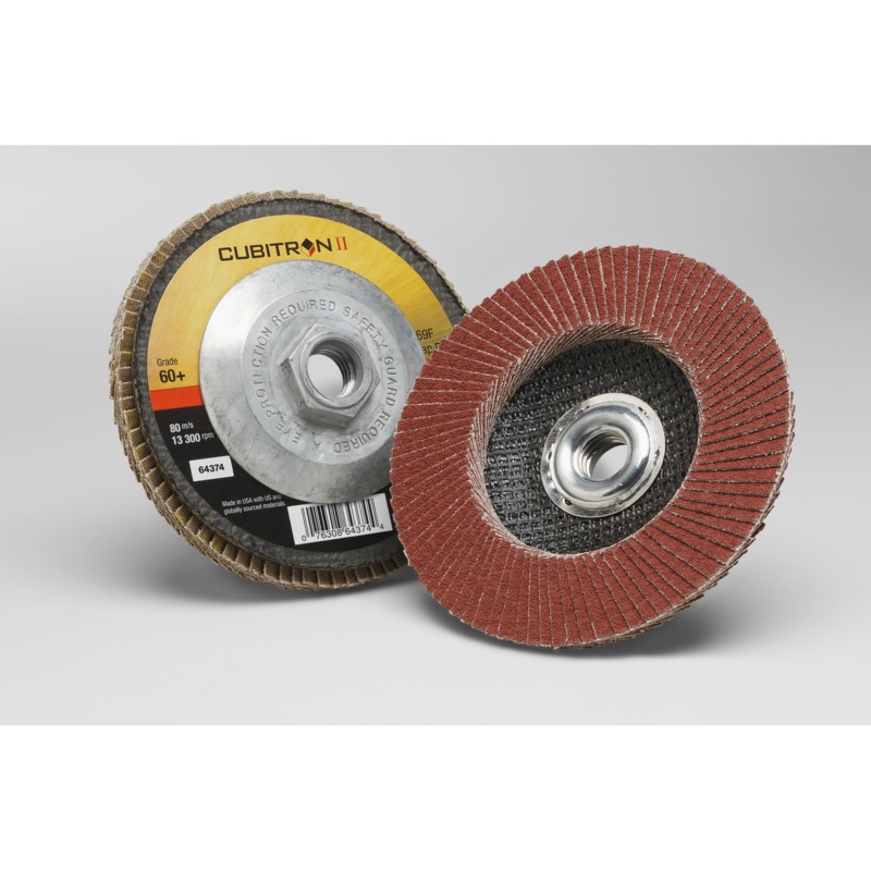 3M Cubitron II Flap Disc 969F, 60+, T27 Quick Change, 4-1/2 in x5/8"-11