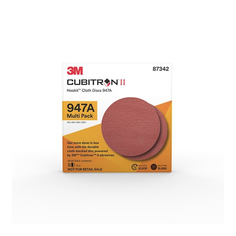 3M Cubitron II Hookit Cloth Disc 947A, 87342, 5 x NH, 40+ to 120+, 20Packs/Case