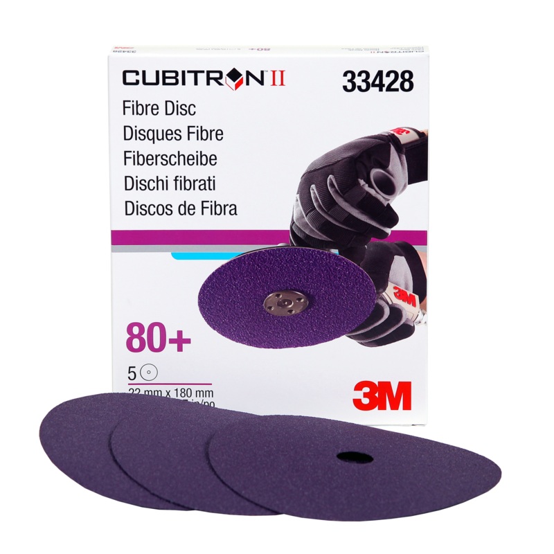 3M Cubitron II Abrasive Fibre Disc, 33428, 7 in X7/8 in (180mm X22mm), 80+