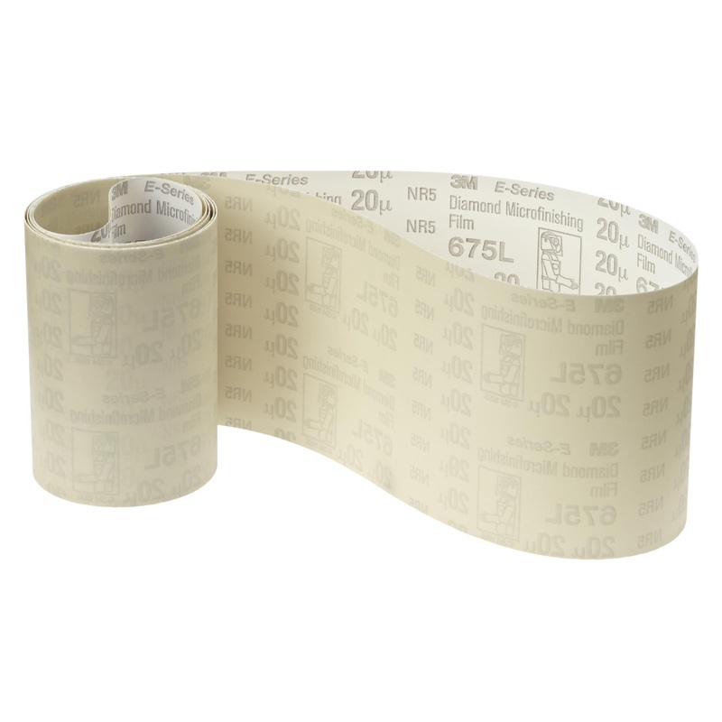 3M Diamond Microfinishing Film Belt 675L, 20 Mic 5MIL, Beige, 4 in x98-1/2 in