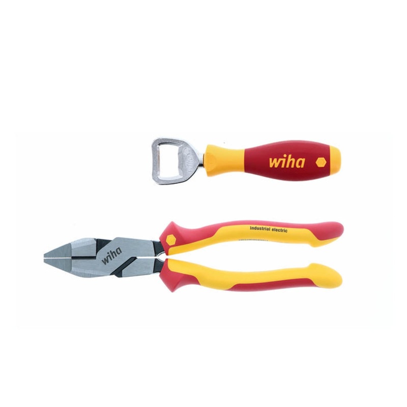 Wiha Tools 32882 2 Piece Insulated NE Style Lineman's Pliers with Wiha Bottle Opener