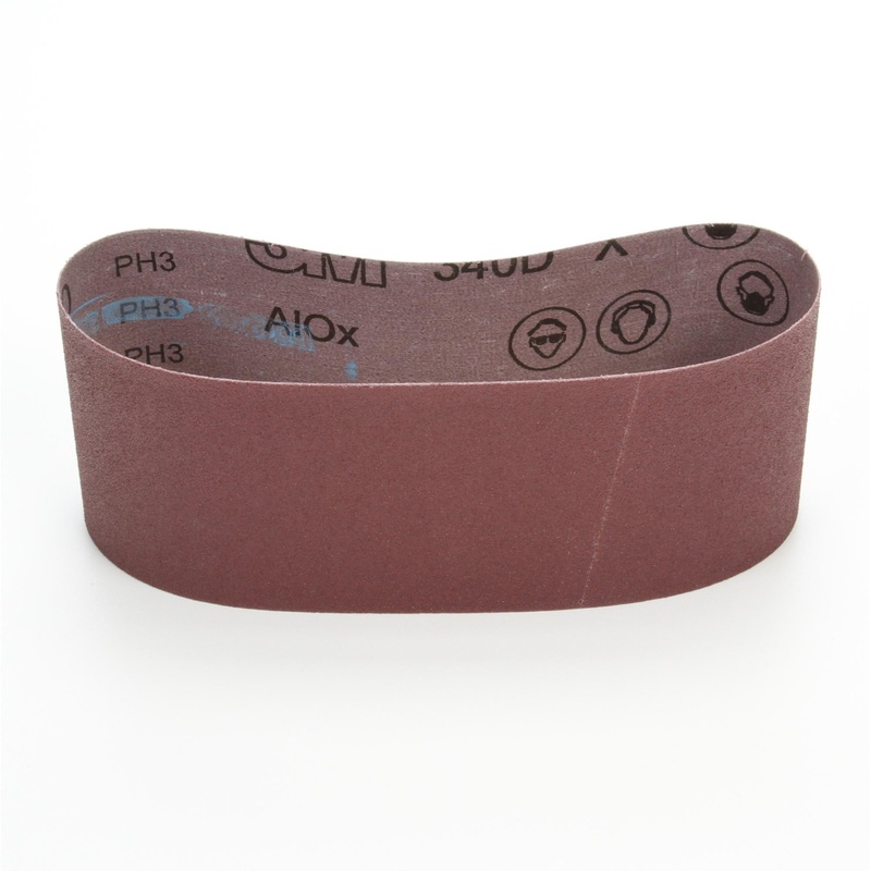 3M Cloth Belt 340D, P220 X-weight, 6 in x 48 in, Top Butt 45 Angle